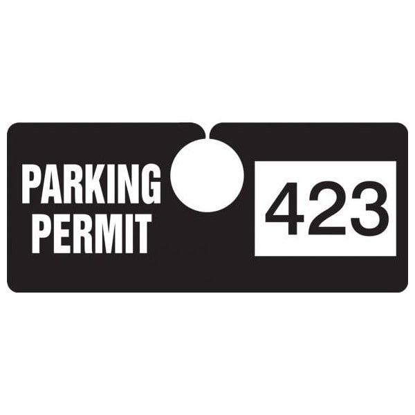 Accuform Parking Permit Tag, Numbered 900-999, Black, 2in x 4.75in, Laminated PF-Cardstock, 100PK TNT423BKK - main